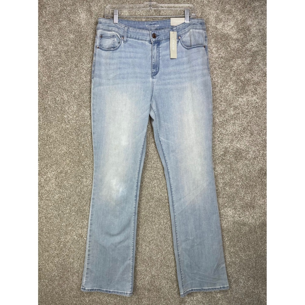 Chico's Barely Bootcut High Rise Jeans Women 12T / 2T Azalea Indigo Light Wash